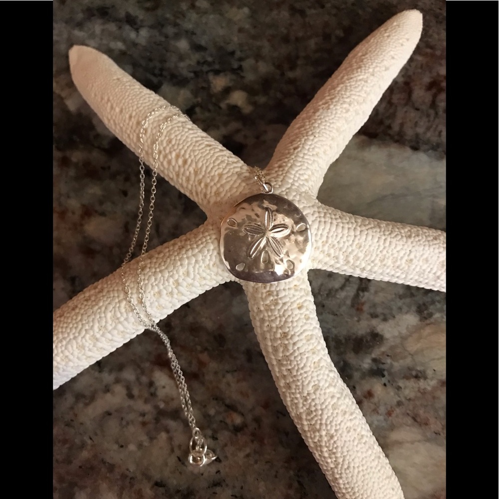 Sterling Silver Hammered Sand Dollar Necklace - Picture 7 of 14